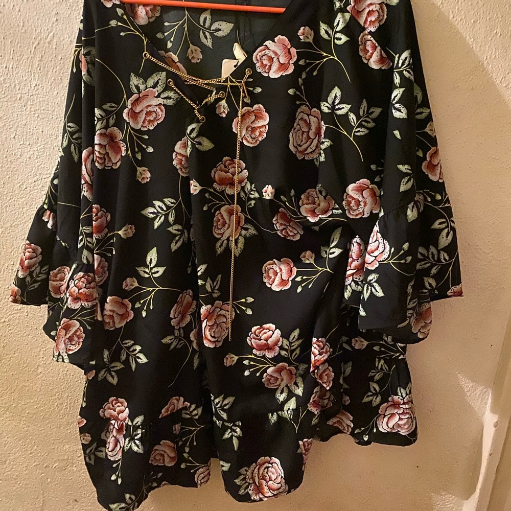 Floral Black Women's Top